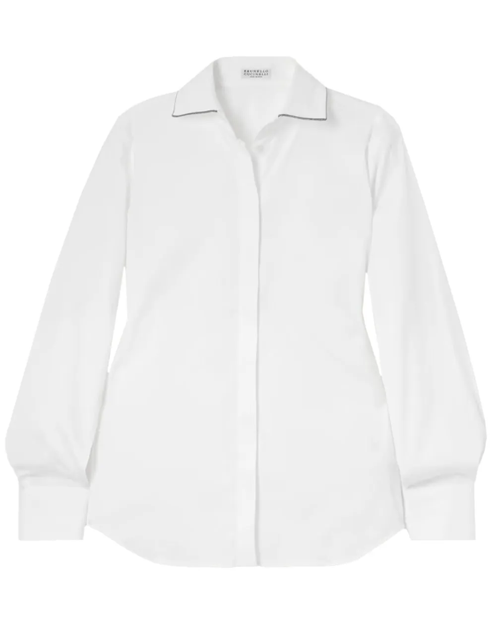 White Monili Collar Cotton Poplin Blouse