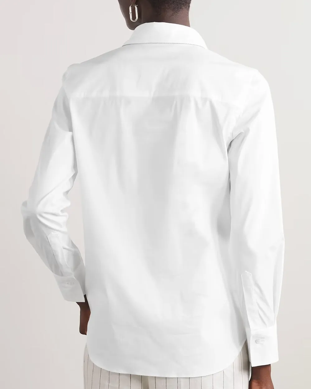 White Monili Collar Cotton Poplin Blouse