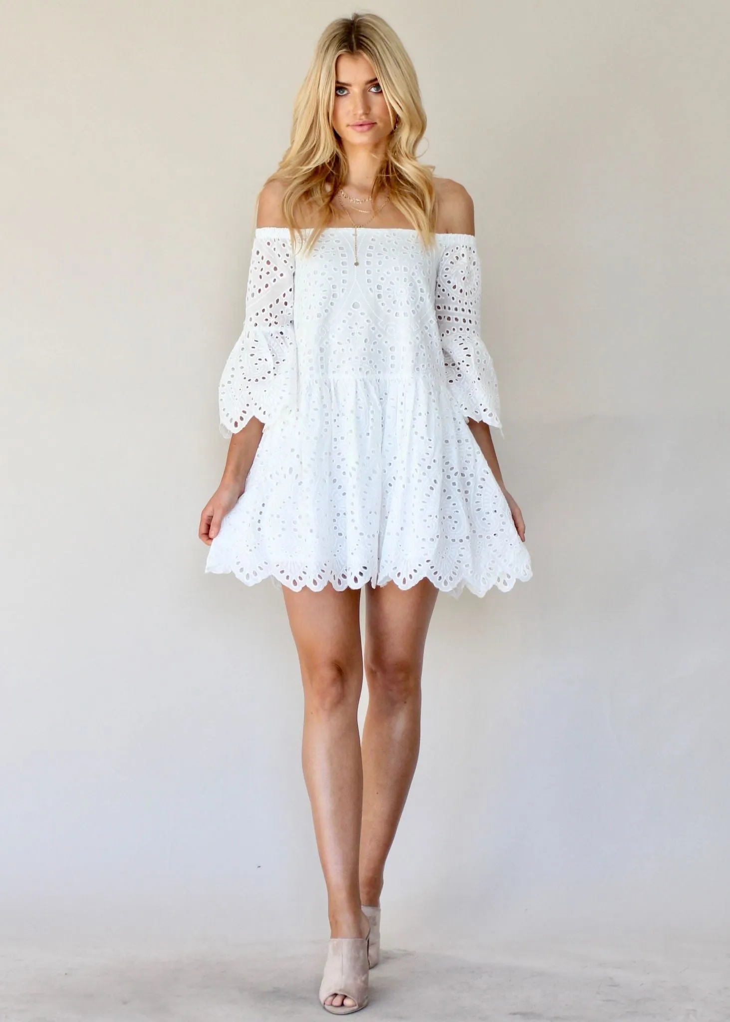 With The Wind Eyelet Dress - White