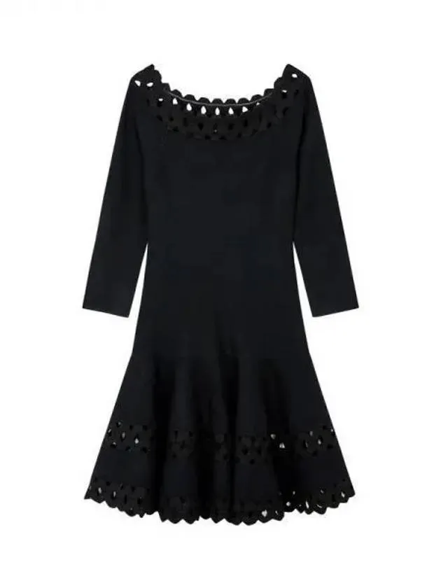 Women s Wool Trimmed Knit Dress Black 270867