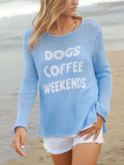 WOODEN SHIPS DOGS COFFEE WEEKENDS COTTON CREW