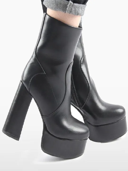 Zipper Chunky High Heel Ankle Boots Sexy Ankle Boots